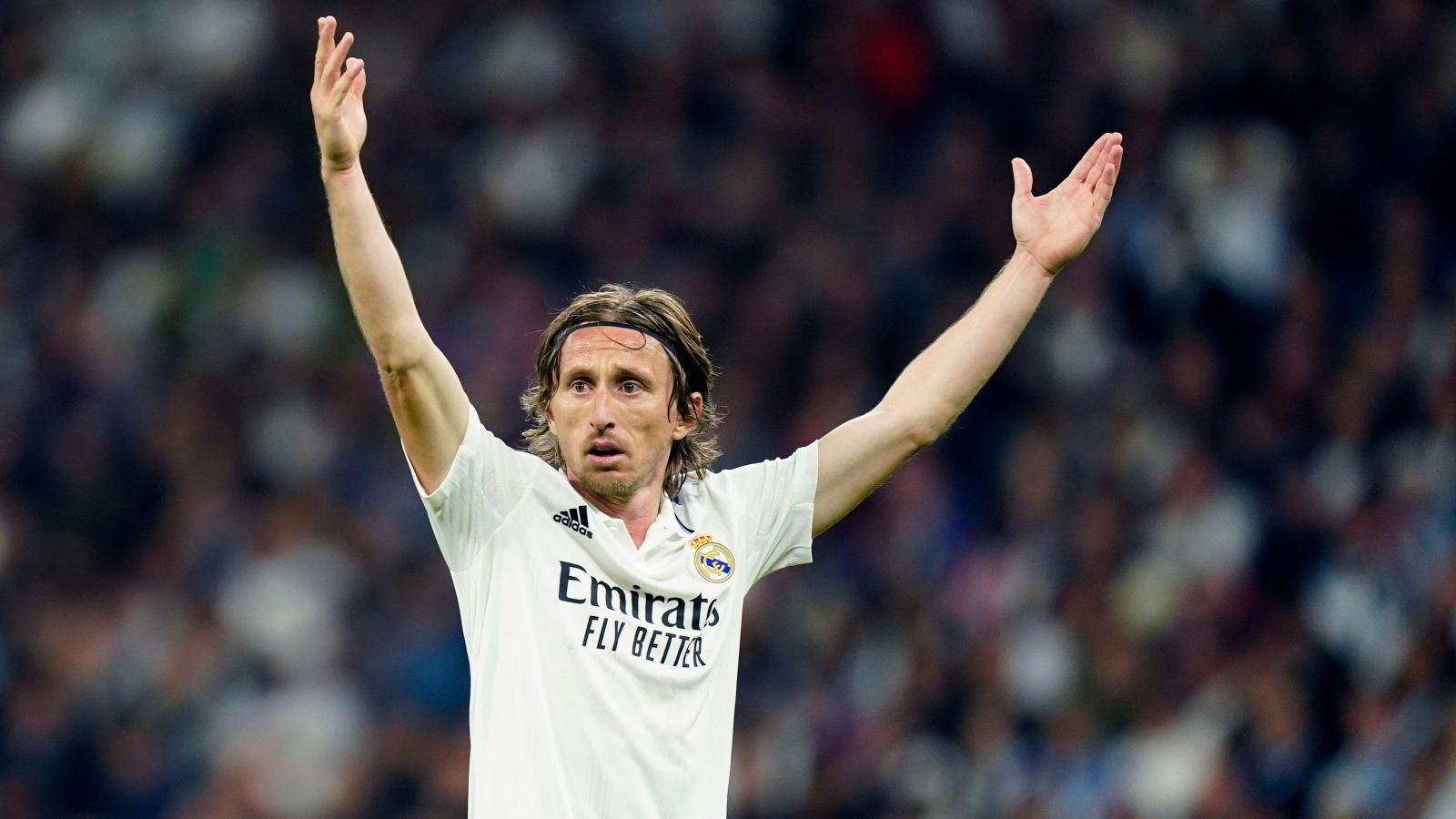 Luka Modric during the UEFA Champions League match between Real Madrid and Liverpool at Santiago Bernabeu, Madrid, March 2023.