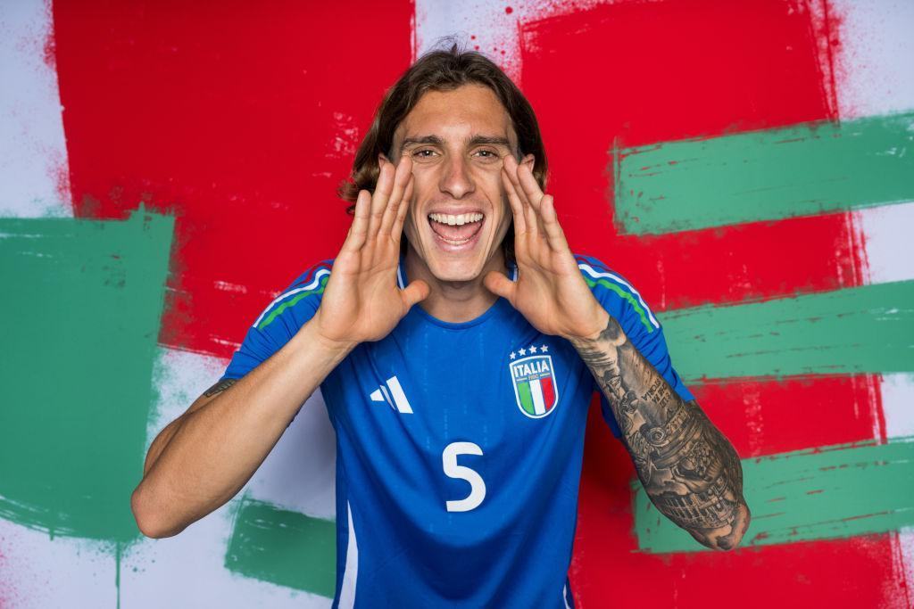 Riccardo Calafiori of Italy poses for a portrait ahead of Euro 2024