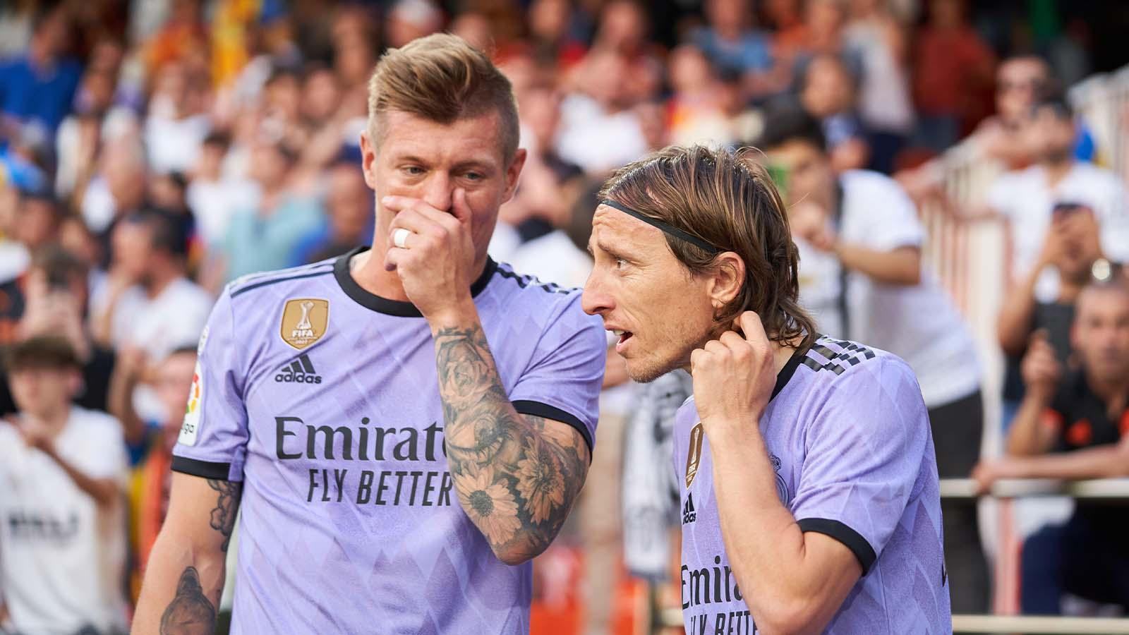 Toni Kroos and Luka Modric of Real Madrid