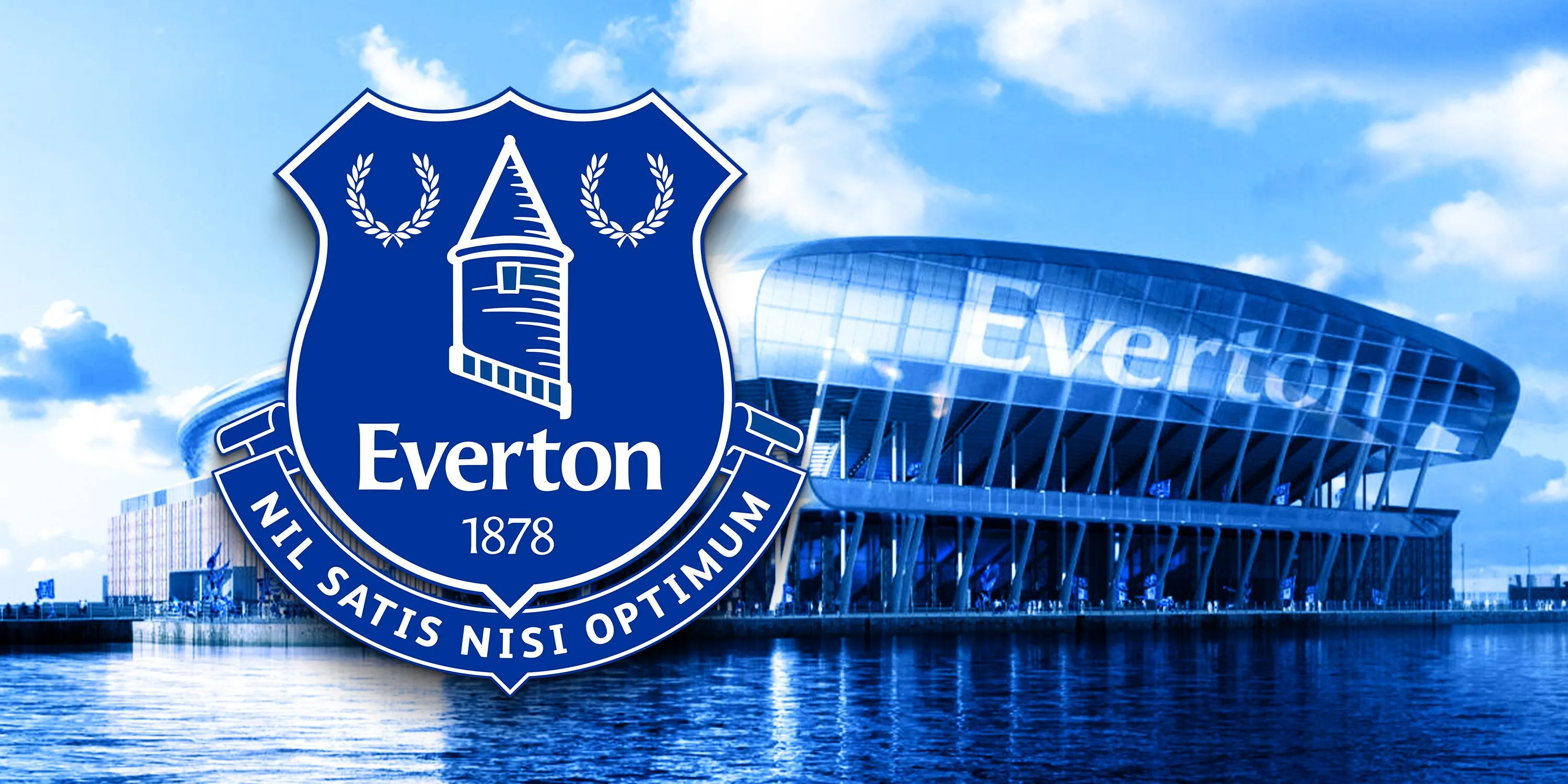 Huy hiệu CLB Everton và sân vận động mới Bramley Moore Dock