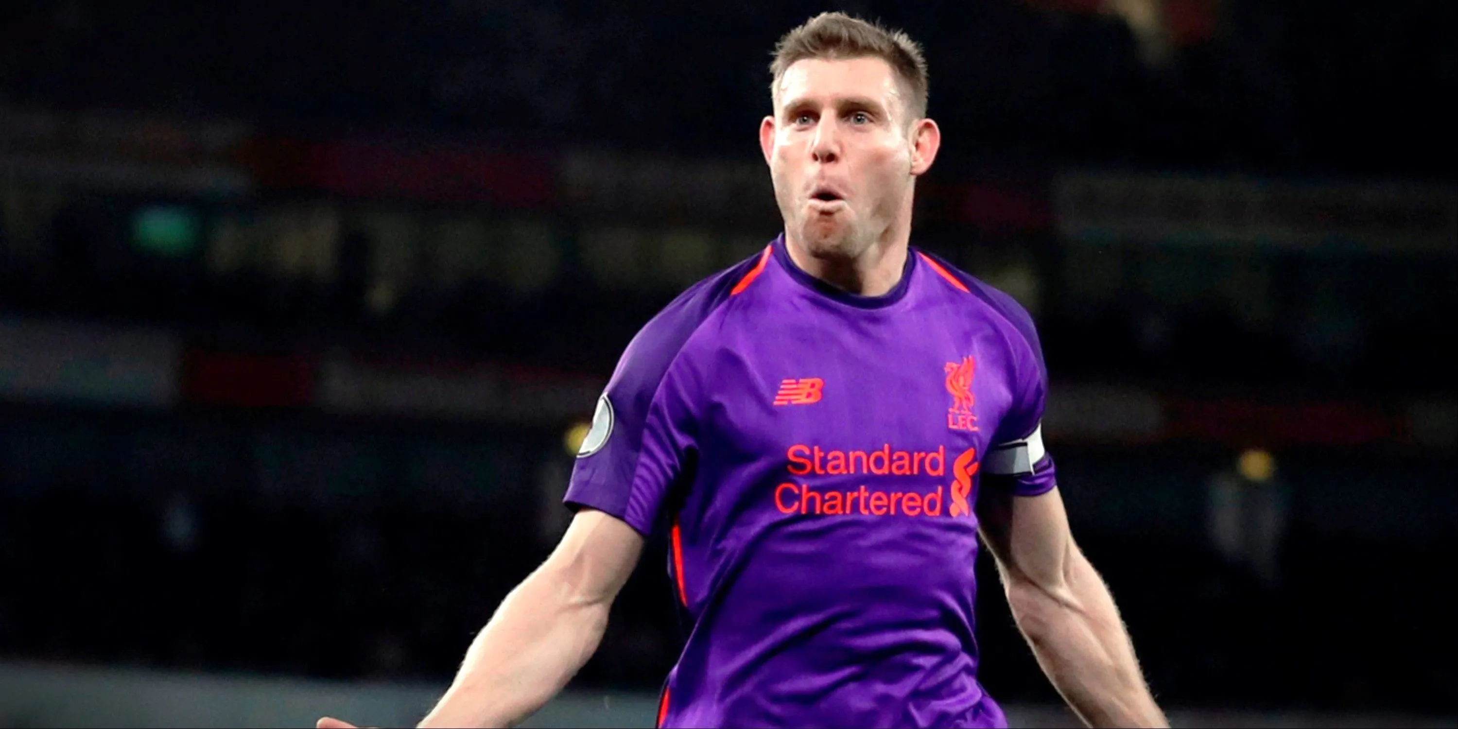 James Milner ăn mừng bàn thắng cho Liverpool tại Anfield