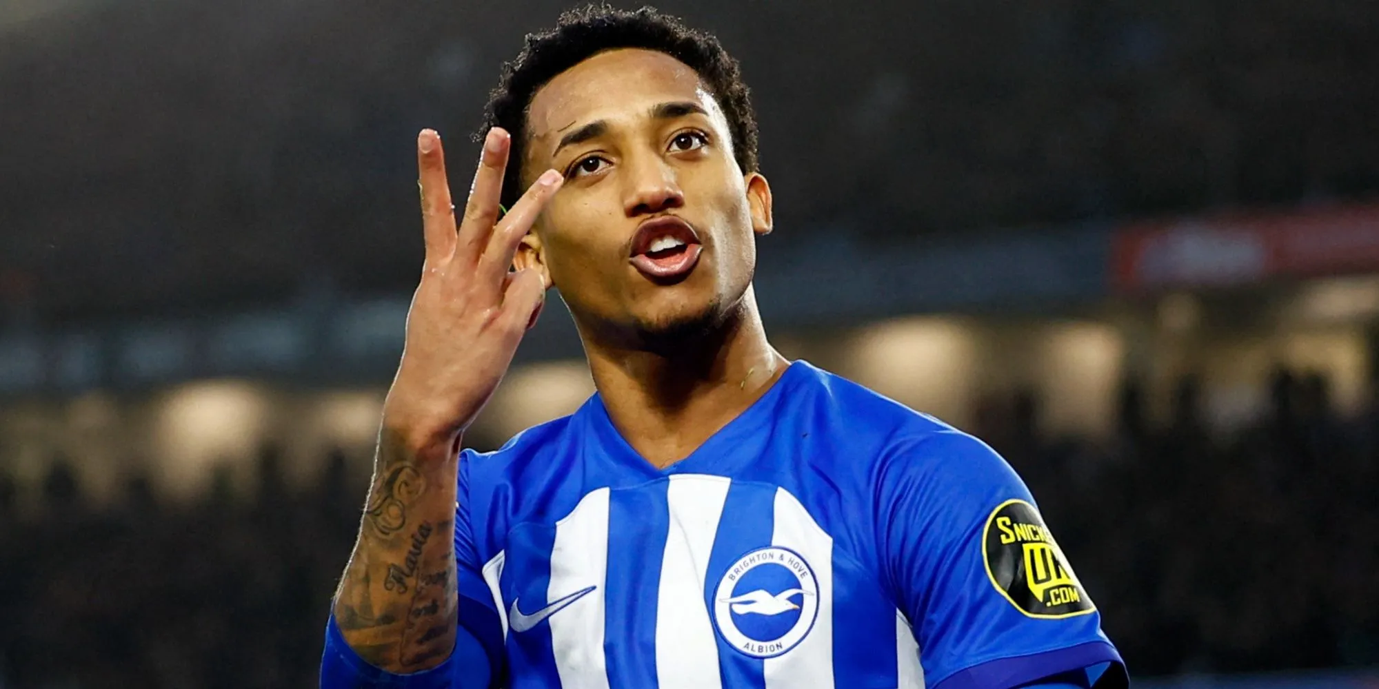 Tiền đạo Joao Pedro ăn mừng bàn thắng trong màu áo Brighton, cầu thủ được Arsenal quan tâm