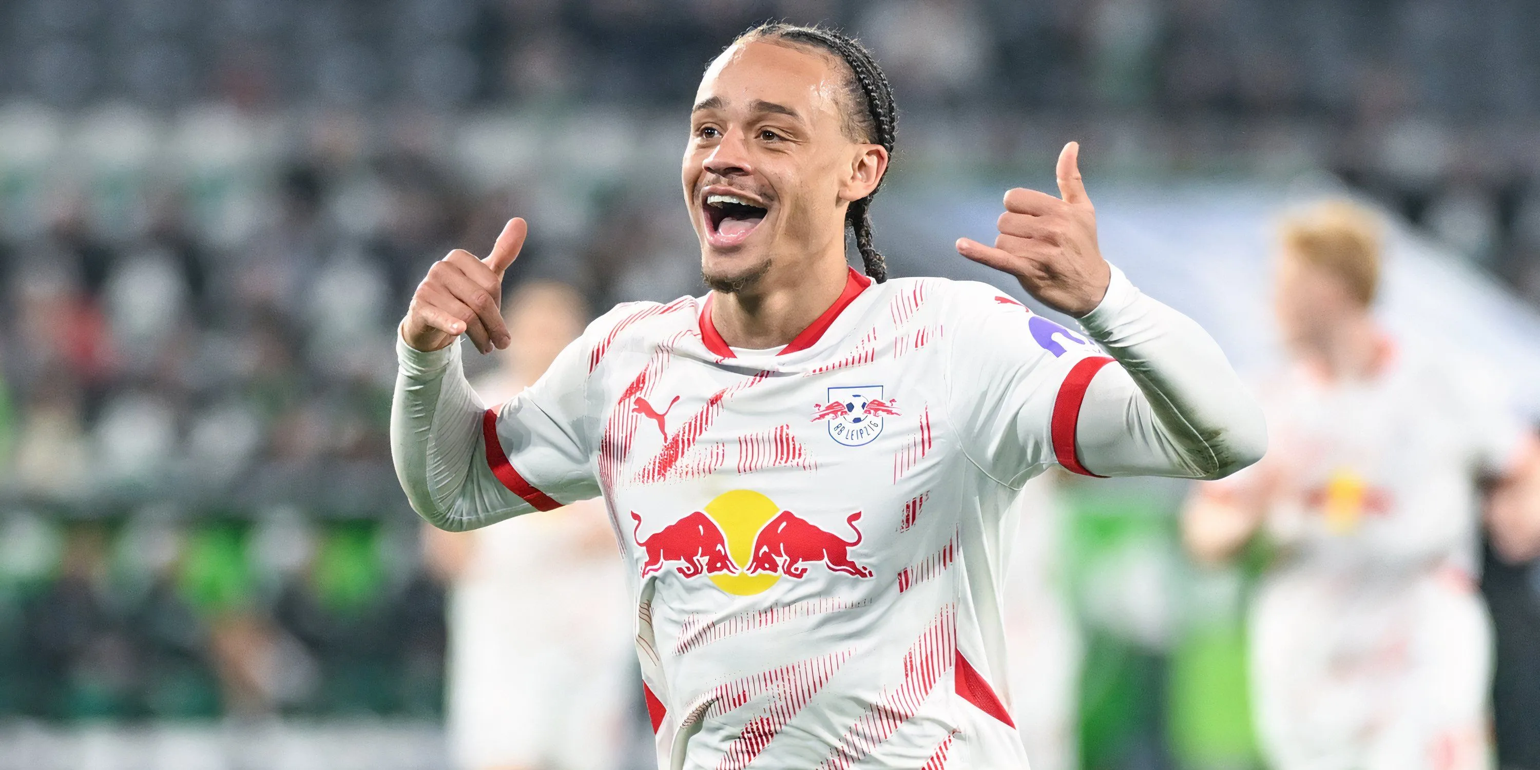 Xavi Simons ăn mừng bàn thắng trong màu áo RB Leipzig giữa tin đồn chuyển nhượng