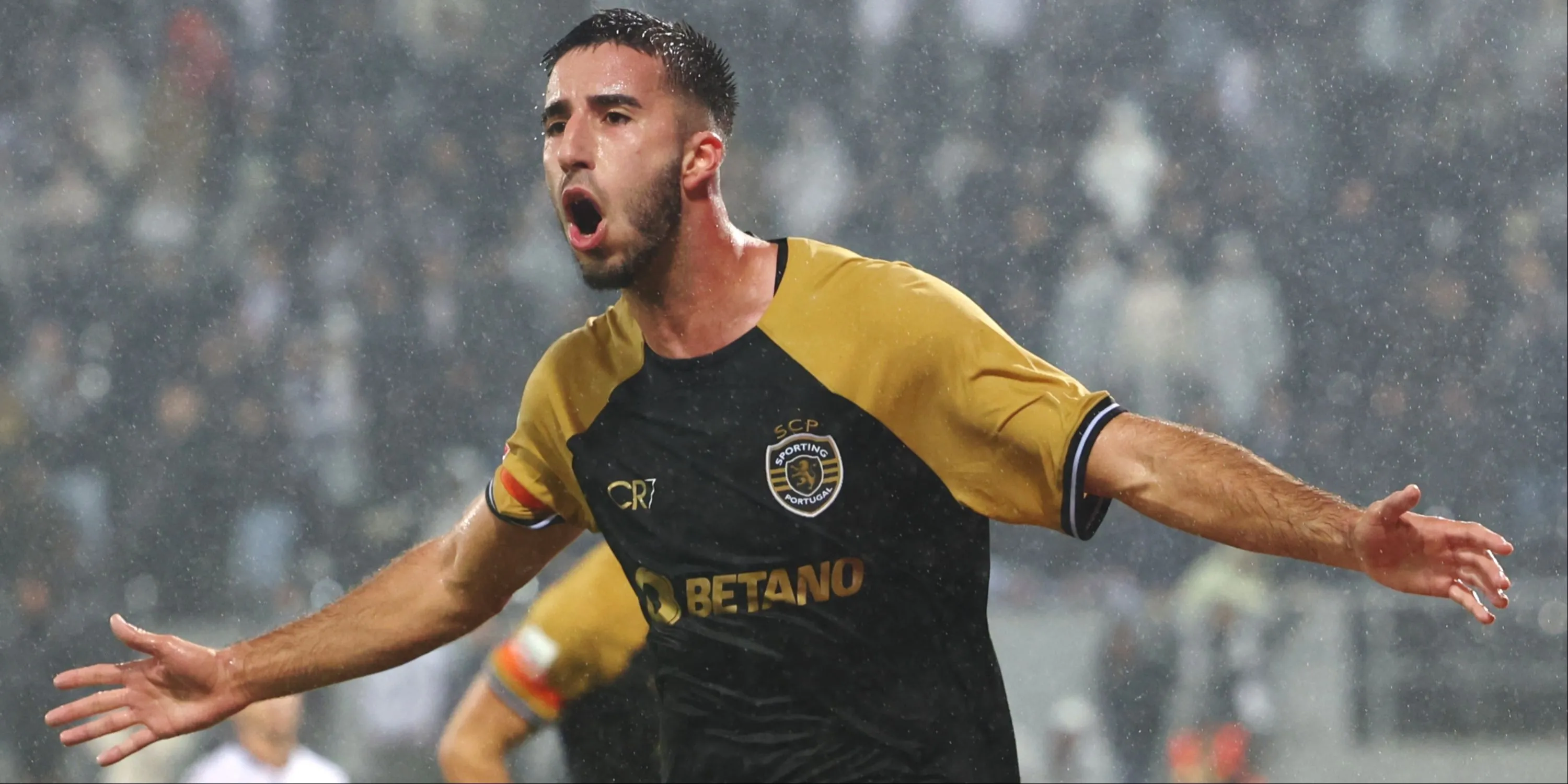 Goncalo Inacio ăn mừng bàn thắng trong màu áo Sporting Lisbon