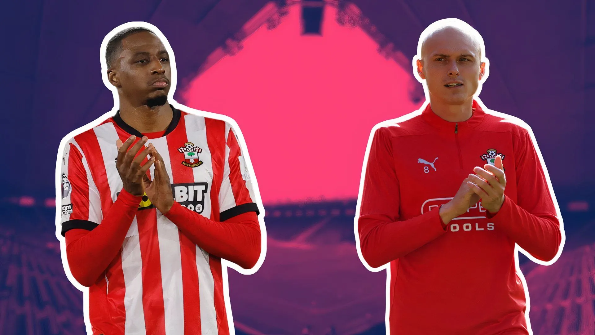Các tiền vệ Southampton Joe Aribo và Will Smallbone, minh họa cho đội hình giữa sân của câu lạc bộ trong bối cảnh chuyển nhượng Tyler Dibling.