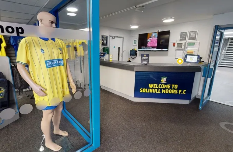 Lối vào sân Damson Park, cánh cổng dẫn đến thế giới bóng đá Solihull Moors giản dị và ấm áp