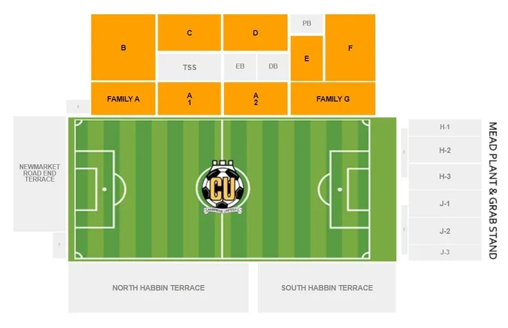 Sơ đồ bố trí các khán đài sân vận động Abbey Stadium