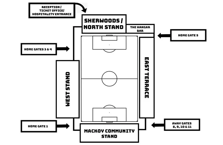 Sơ đồ bố trí các khán đài và khu vực tại sân Silverlake Stadium.