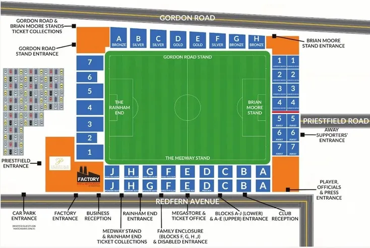 Sơ đồ bố trí chỗ ngồi sân Priestfield