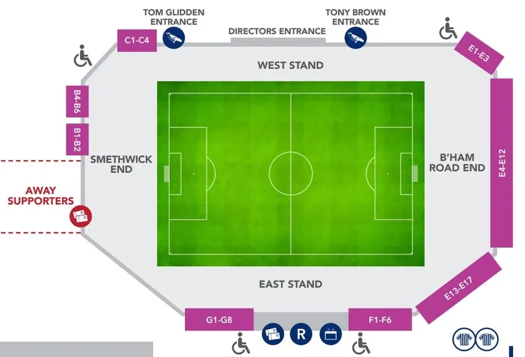 Sơ đồ bố trí khán đài sân The Hawthorns, West Brom