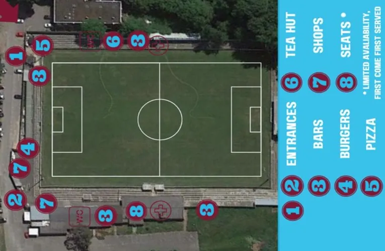 Sơ đồ bố trí sân vận động The Meadow của Chesham United