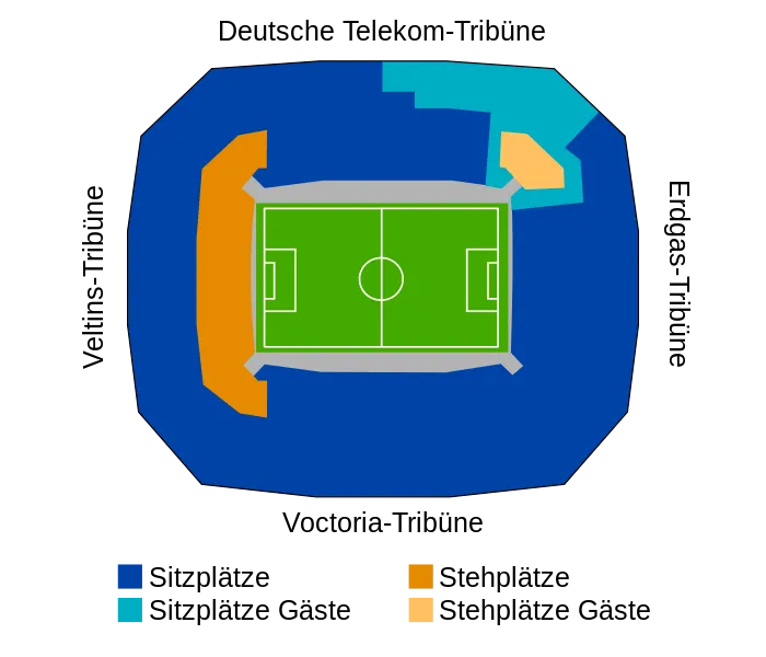 Sơ đồ chỗ ngồi chi tiết của sân vận động Veltins-Arena, giúp người hâm mộ dễ dàng định vị vị trí xem trận đấu của Schalke 04