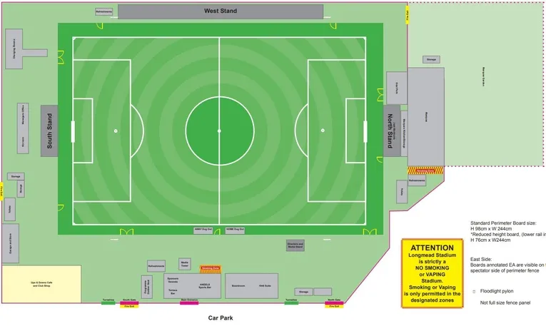 Sơ đồ chỗ ngồi chi tiết tại Longmead Stadium, hướng dẫn cho người hâm mộ