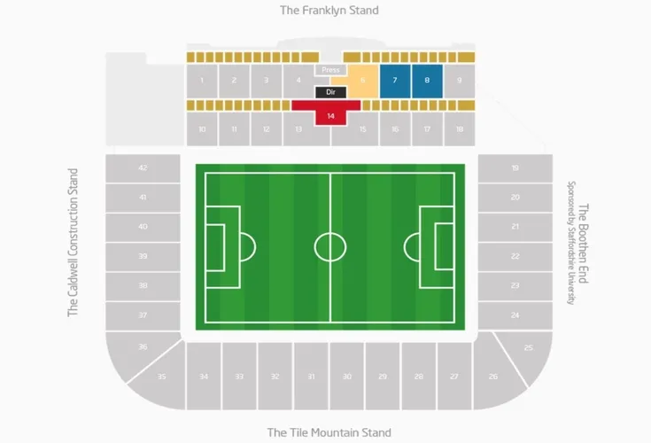 Sơ đồ chỗ ngồi sân Bet365 Stadium, hướng dẫn vị trí các khán đài