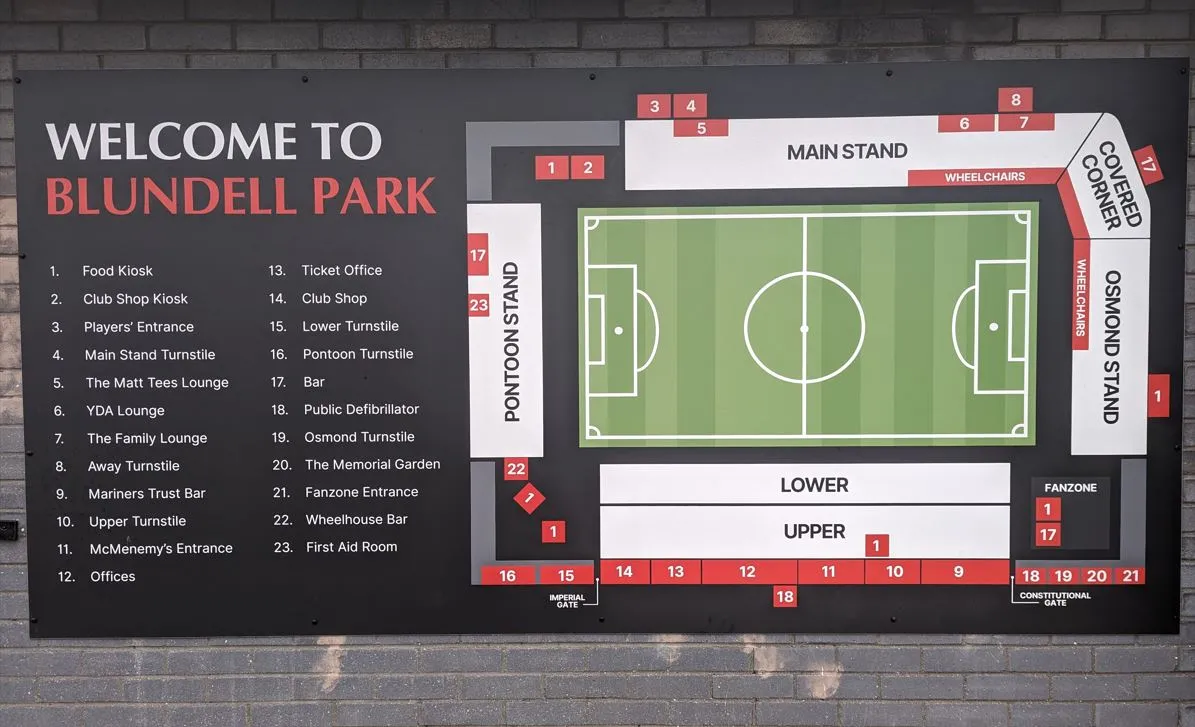 Sơ đồ chỗ ngồi sân Blundell Park, hướng dẫn khán giả tìm vị trí lý tưởng xem Grimsby Town thi đấu