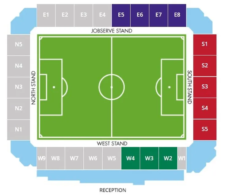 Sơ đồ chỗ ngồi sân JobServe Community Stadium