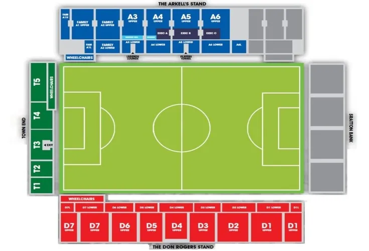 Sơ đồ sân County Ground, hướng dẫn chỗ ngồi tại sân nhà Swindon Town