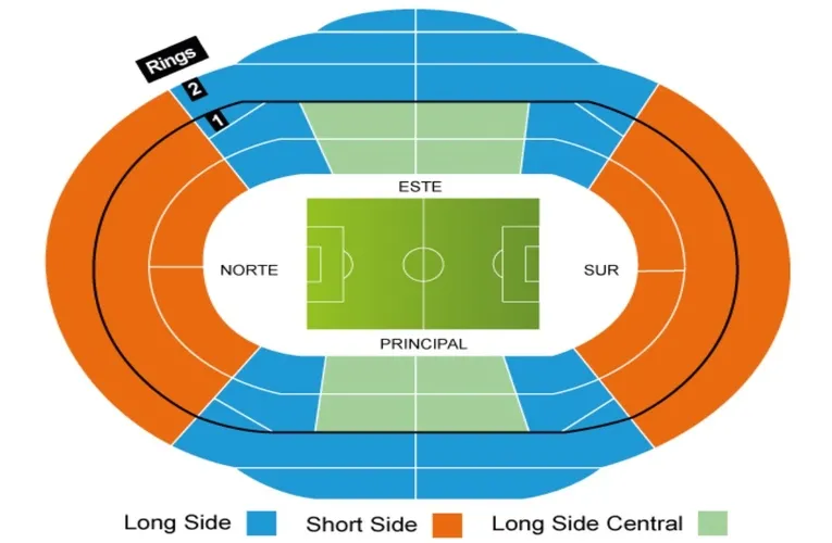 Sơ đồ tổng thể sân vận động Reale Arena, nơi mỗi góc khán đài đều mang một câu chuyện, một cảm xúc riêng biệt.