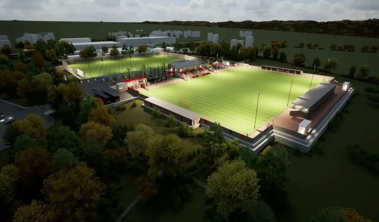 Thiết kế 3D hiện đại của sân Truro Sports Hub, ngôi nhà mới của Truro City FC