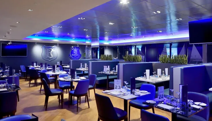 Tổng quan không gian sảnh tiếp đón VIP tại Goodison Park, nơi mang đến trải nghiệm đẳng cấp cho người hâm mộ