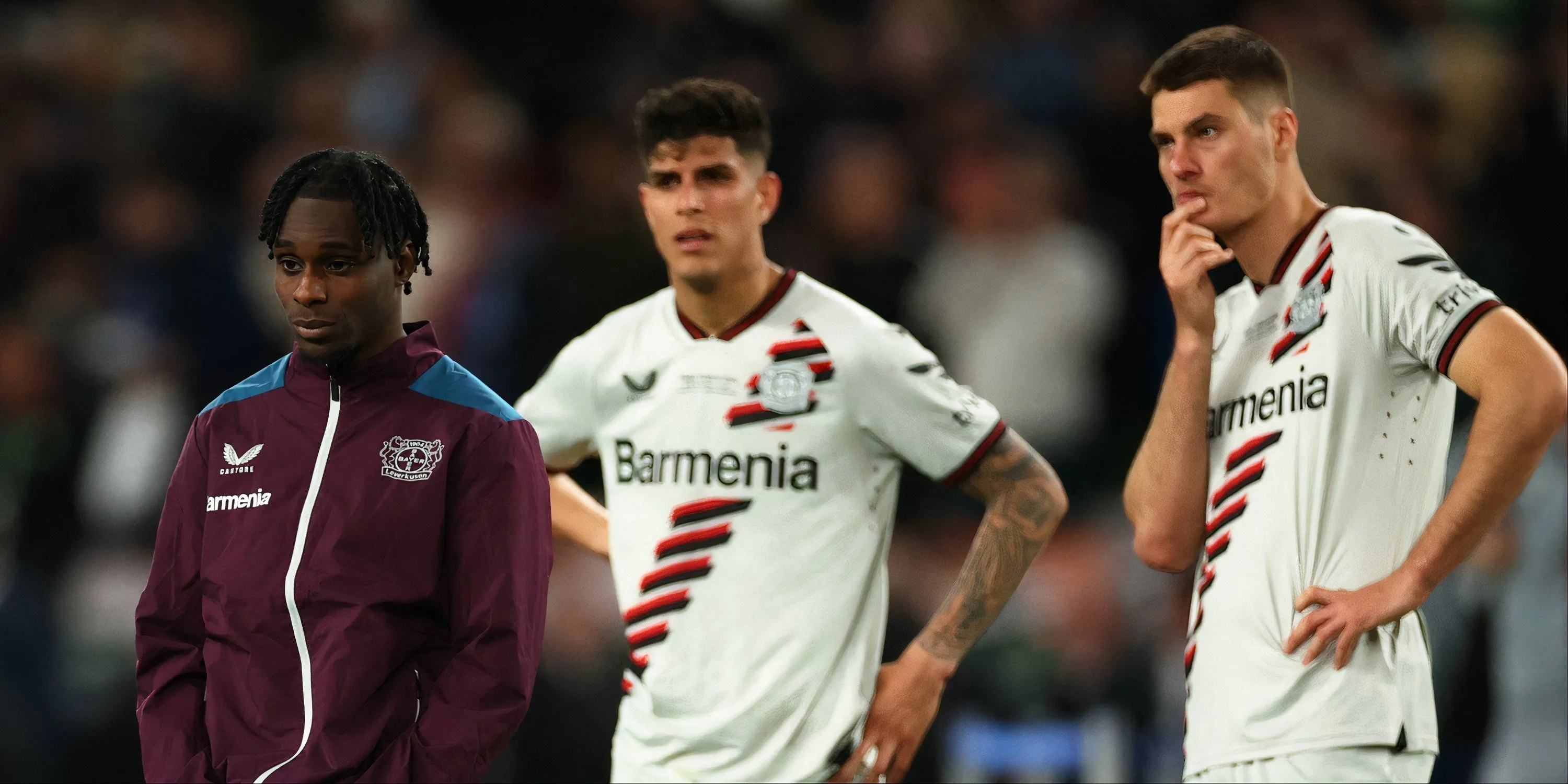 Jeremie Frimpong và Piero Hincapié ăn mừng chức vô địch cùng Leverkusen