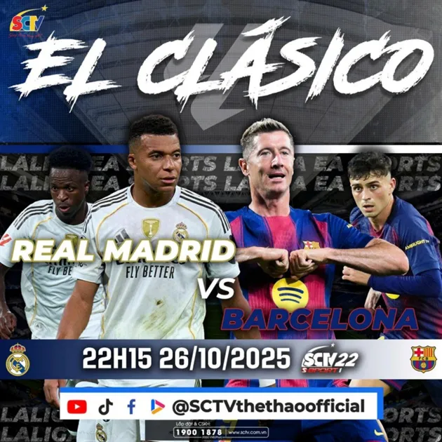 Cổ động viên và cầu thủ chuẩn bị cho El Clasico 26/10/2025 tại Santiago Bernabéu, bầu không khí căng thẳng trước trận