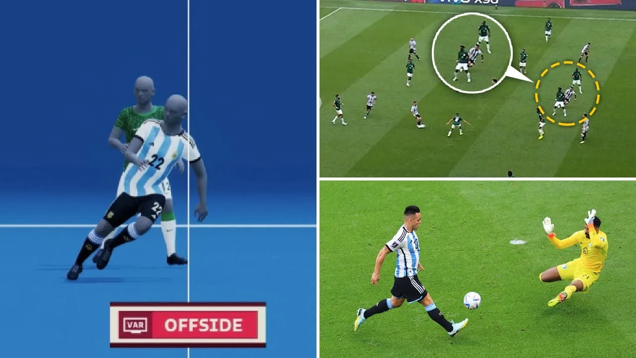 Pha bóng gây tranh cãi của Lautaro Martinez bị VAR xem lại ở World Cup 2022 khi bị bắt việt vị bán tự động