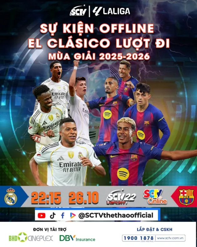 Poster sự kiện offline El Clasico tại rạp BHD Ba Tháng Hai do SCTV và LaLiga phối hợp, thông tin đăng ký và trải nghiệm xem chung