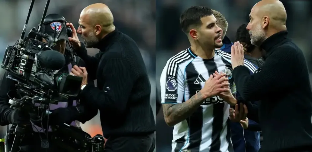 Pep Guardiola tranh cãi gay gắt với Bruno Guimaraes trên sân St James' Park
